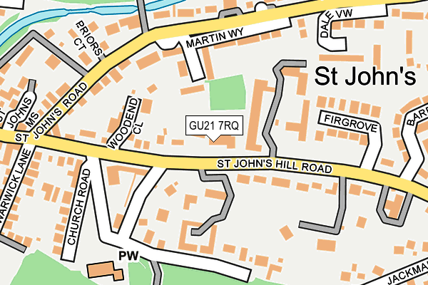 GU21 7RQ map - OS OpenMap – Local (Ordnance Survey)