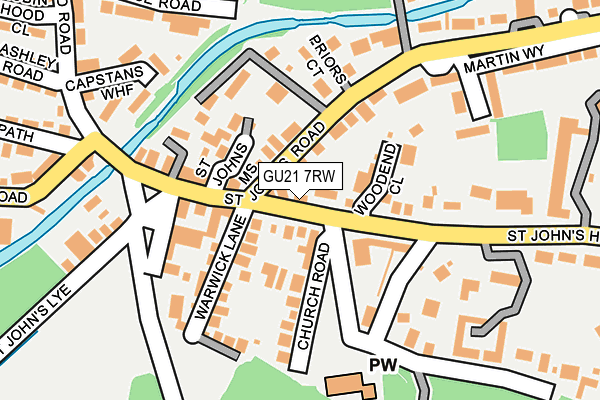 GU21 7RW map - OS OpenMap – Local (Ordnance Survey)