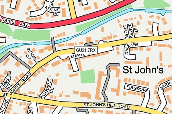 GU21 7RX map - OS OpenMap – Local (Ordnance Survey)