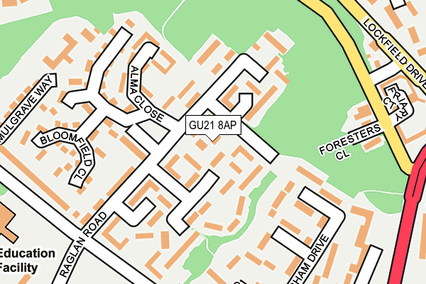 GU21 8AP map - OS OpenMap – Local (Ordnance Survey)