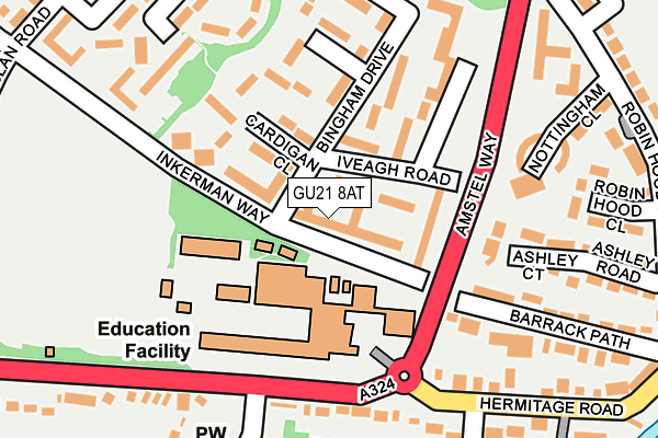 GU21 8AT map - OS OpenMap – Local (Ordnance Survey)