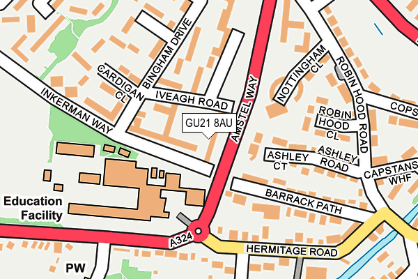 GU21 8AU map - OS OpenMap – Local (Ordnance Survey)
