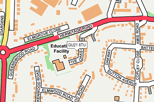 GU21 8TU map - OS OpenMap – Local (Ordnance Survey)