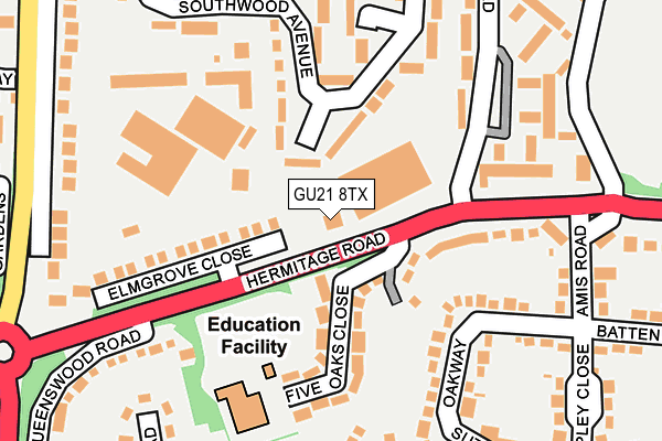 GU21 8TX map - OS OpenMap – Local (Ordnance Survey)