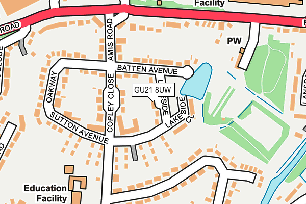 GU21 8UW map - OS OpenMap – Local (Ordnance Survey)