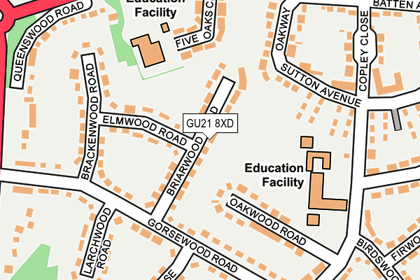 GU21 8XD map - OS OpenMap – Local (Ordnance Survey)