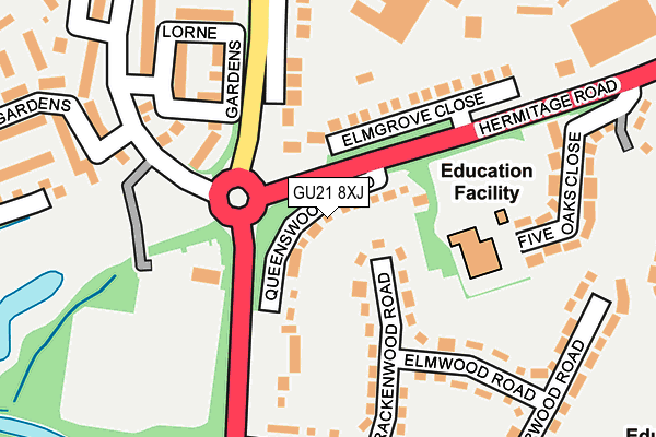 GU21 8XJ map - OS OpenMap – Local (Ordnance Survey)