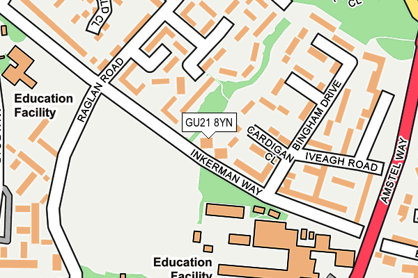 GU21 8YN map - OS OpenMap – Local (Ordnance Survey)