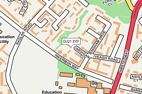 GU21 8YP map - OS OpenMap – Local (Ordnance Survey)