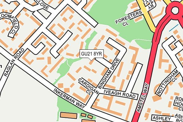 GU21 8YR map - OS OpenMap – Local (Ordnance Survey)