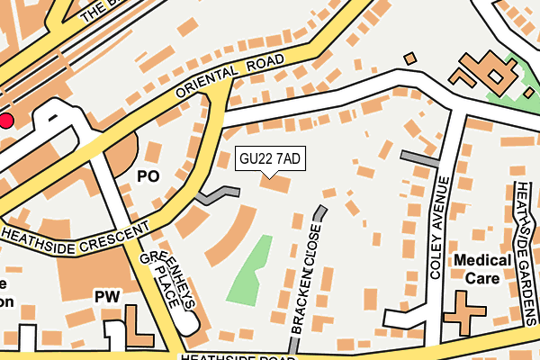 GU22 7AD map - OS OpenMap – Local (Ordnance Survey)