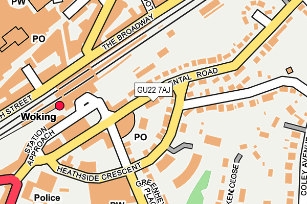 GU22 7AJ map - OS OpenMap – Local (Ordnance Survey)