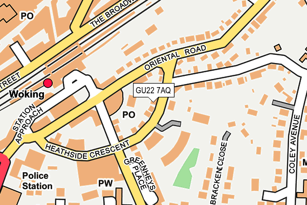 GU22 7AQ map - OS OpenMap – Local (Ordnance Survey)