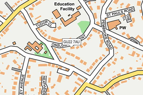 GU22 7AU map - OS OpenMap – Local (Ordnance Survey)