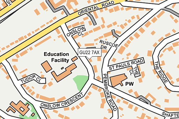 GU22 7AX map - OS OpenMap – Local (Ordnance Survey)