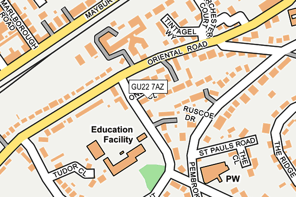 GU22 7AZ map - OS OpenMap – Local (Ordnance Survey)