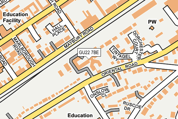 GU22 7BE map - OS OpenMap – Local (Ordnance Survey)