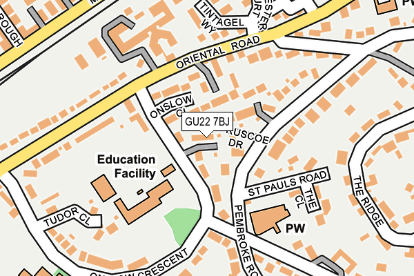 GU22 7BJ map - OS OpenMap – Local (Ordnance Survey)