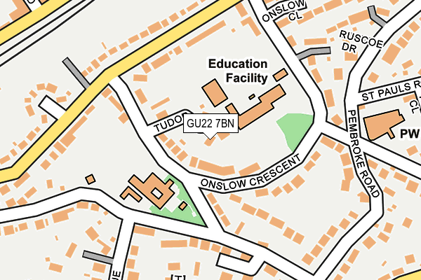 GU22 7BN map - OS OpenMap – Local (Ordnance Survey)