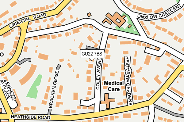 GU22 7BS map - OS OpenMap – Local (Ordnance Survey)