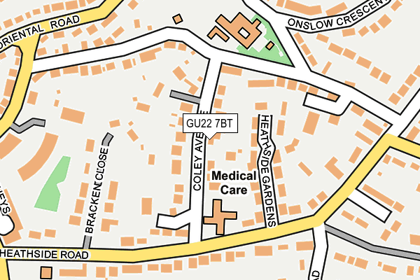 GU22 7BT map - OS OpenMap – Local (Ordnance Survey)