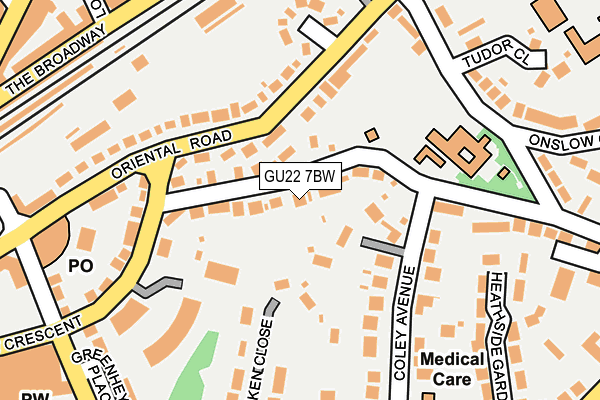 GU22 7BW map - OS OpenMap – Local (Ordnance Survey)