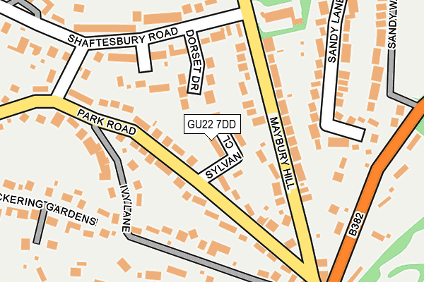 GU22 7DD map - OS OpenMap – Local (Ordnance Survey)