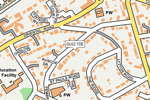 GU22 7DE map - OS OpenMap – Local (Ordnance Survey)