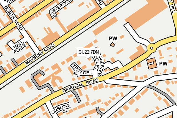 GU22 7DN map - OS OpenMap – Local (Ordnance Survey)