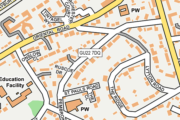 GU22 7DQ map - OS OpenMap – Local (Ordnance Survey)