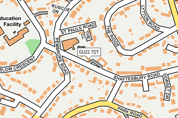 GU22 7DT map - OS OpenMap – Local (Ordnance Survey)