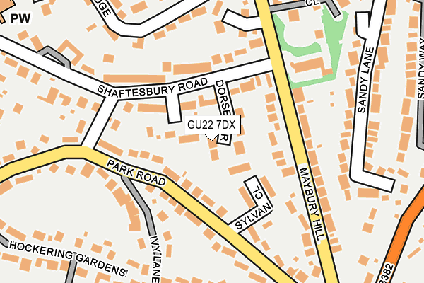 GU22 7DX map - OS OpenMap – Local (Ordnance Survey)