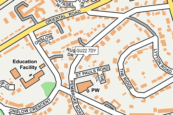 GU22 7DY map - OS OpenMap – Local (Ordnance Survey)
