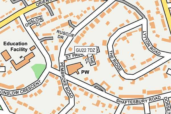 GU22 7DZ map - OS OpenMap – Local (Ordnance Survey)