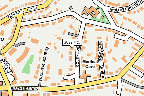 GU22 7RQ map - OS OpenMap – Local (Ordnance Survey)