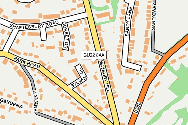 GU22 8AA map - OS OpenMap – Local (Ordnance Survey)