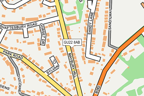 GU22 8AB map - OS OpenMap – Local (Ordnance Survey)