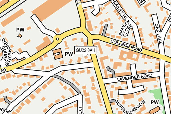 GU22 8AH map - OS OpenMap – Local (Ordnance Survey)