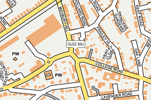 GU22 8AJ map - OS OpenMap – Local (Ordnance Survey)