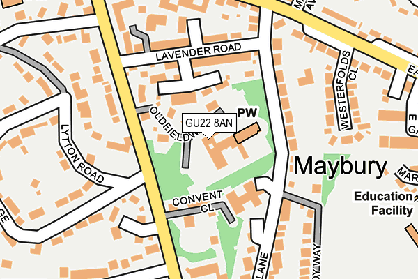 GU22 8AN map - OS OpenMap – Local (Ordnance Survey)