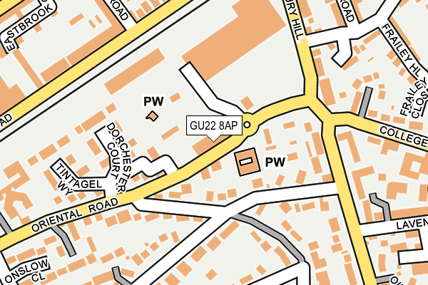 GU22 8AP map - OS OpenMap – Local (Ordnance Survey)