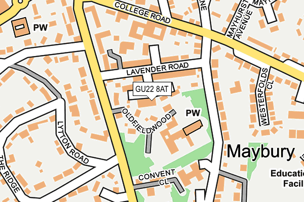 GU22 8AT map - OS OpenMap – Local (Ordnance Survey)