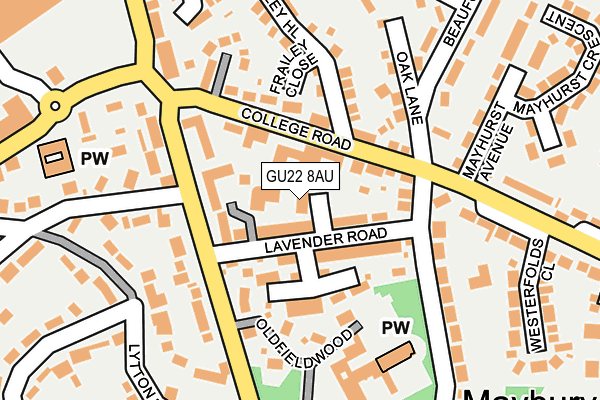 GU22 8AU map - OS OpenMap – Local (Ordnance Survey)