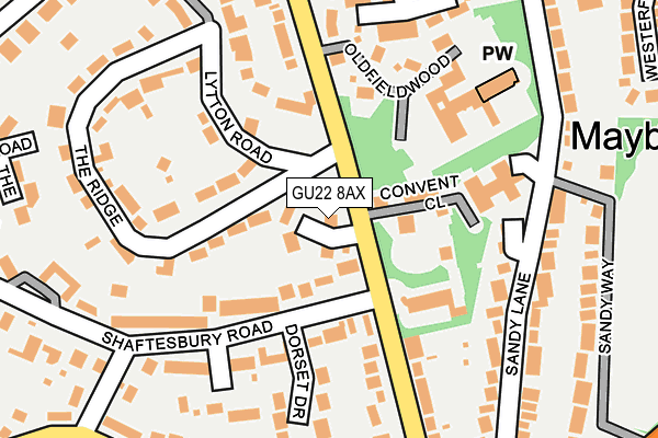 GU22 8AX map - OS OpenMap – Local (Ordnance Survey)