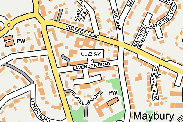 GU22 8AY map - OS OpenMap – Local (Ordnance Survey)