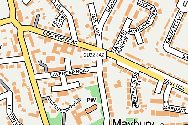 GU22 8AZ map - OS OpenMap – Local (Ordnance Survey)