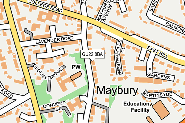 GU22 8BA map - OS OpenMap – Local (Ordnance Survey)