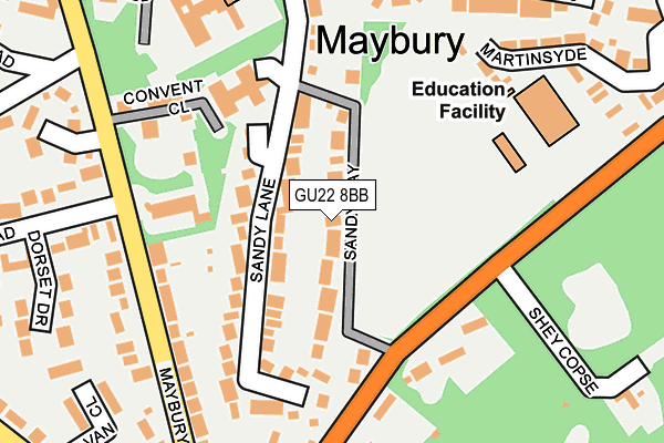 GU22 8BB map - OS OpenMap – Local (Ordnance Survey)