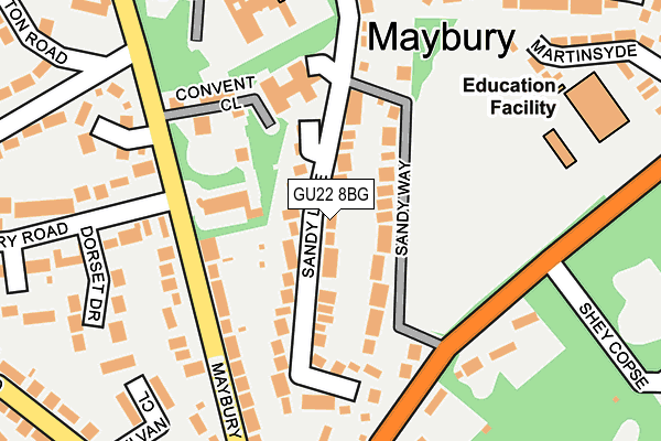 GU22 8BG map - OS OpenMap – Local (Ordnance Survey)