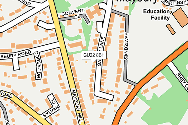 GU22 8BH map - OS OpenMap – Local (Ordnance Survey)